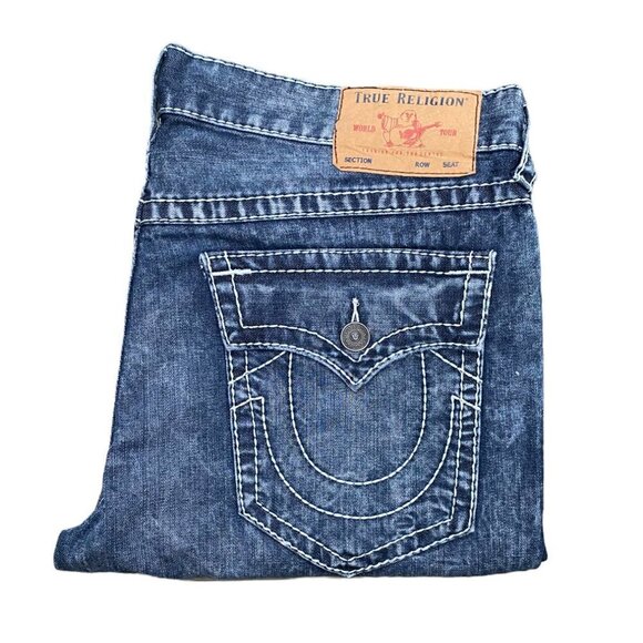 True Religion Jeans Shorts Size 36 RICKY Blue - Picture 1 of 5